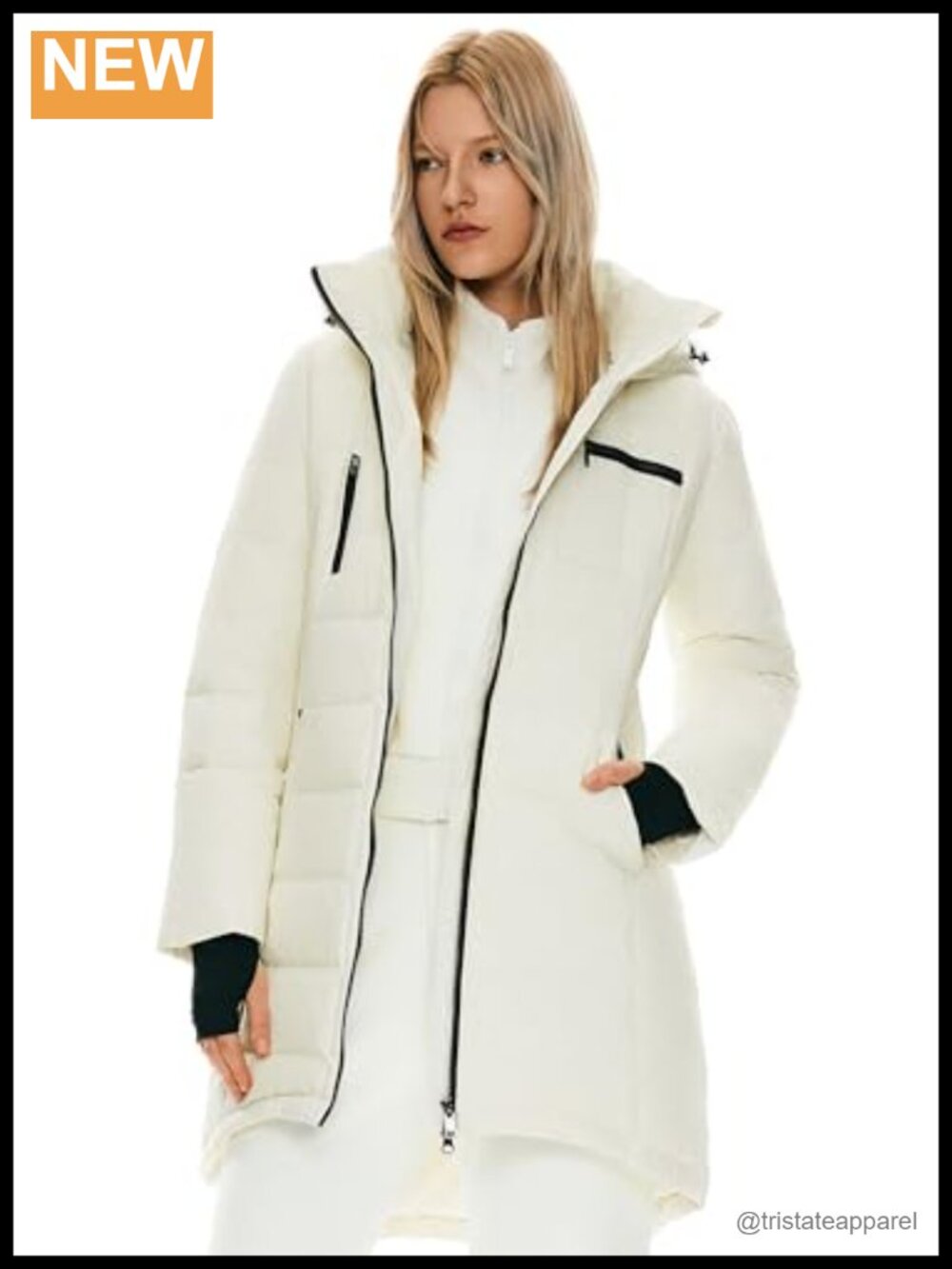 Women's Mid-Long Quilted Down Puffer Winter Coat Hooded Zip